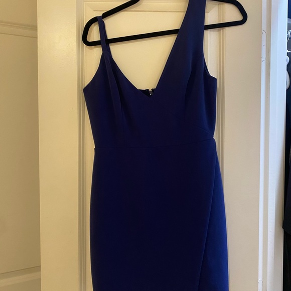 NBD navy asymmetrical mini dress worn once! Size small! - Picture 3 of 3